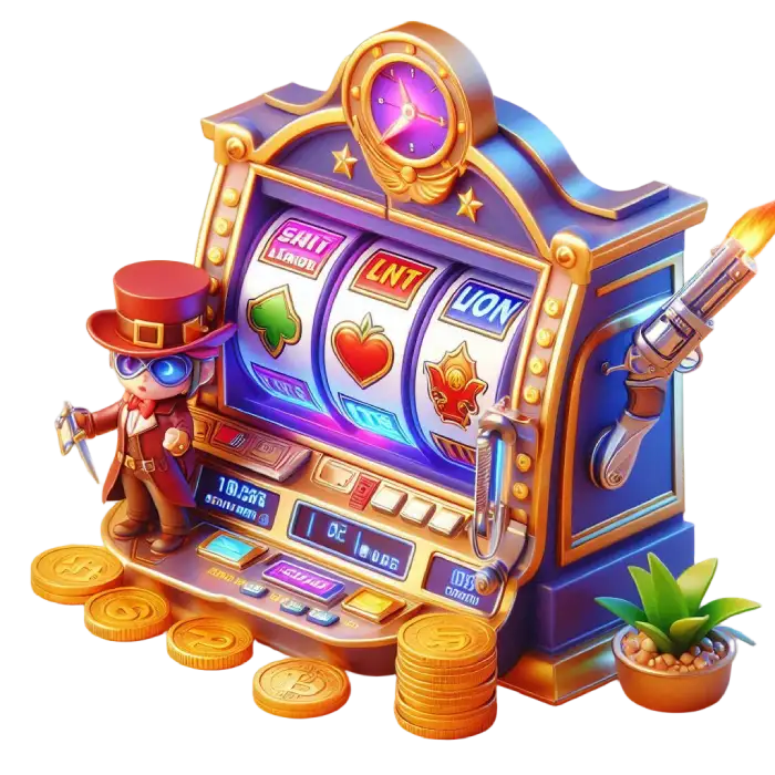 3D toon type vibrant casino slot game transparent Craiyon