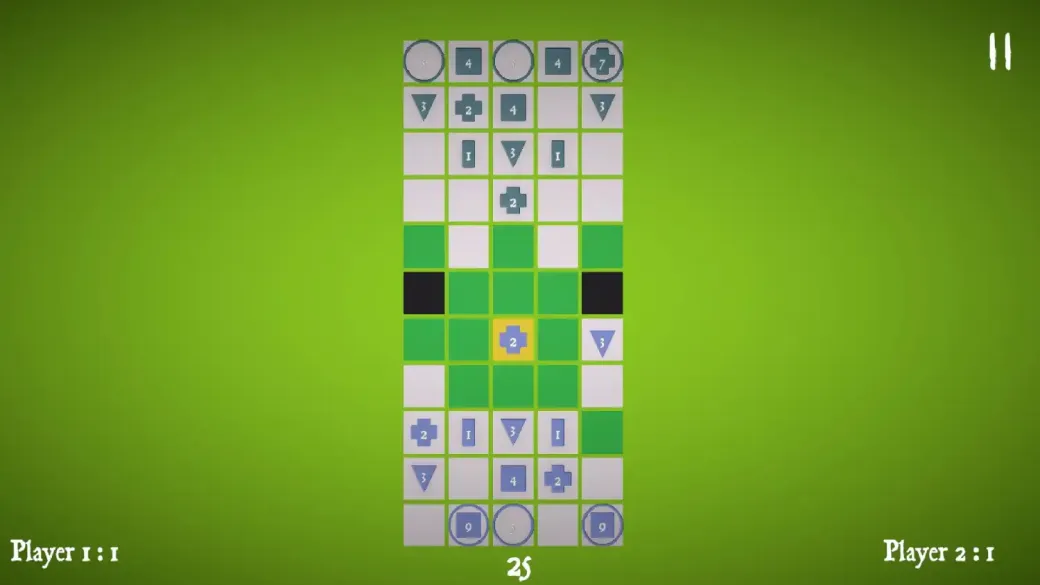 Board example showing stacks and neutral zone