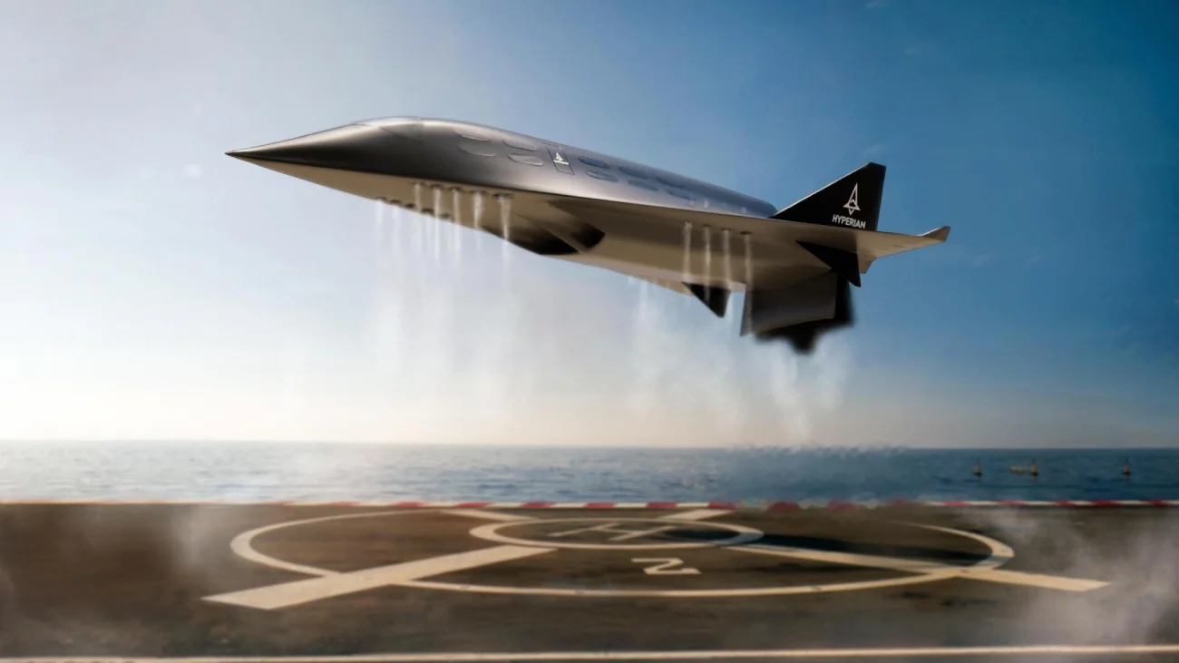 Hyperion Airways military jet, NipsApp Game Studios CGI model, landscape orientation