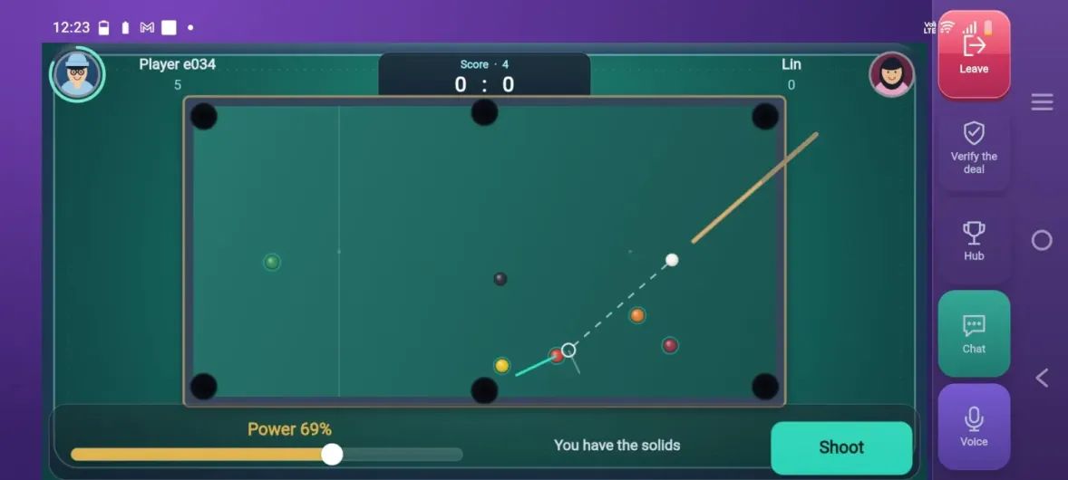 Joy Mates multiplayer billiards game in landscape orientation