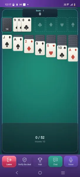 Spades card game interface in Joy Mates on a mobile phone