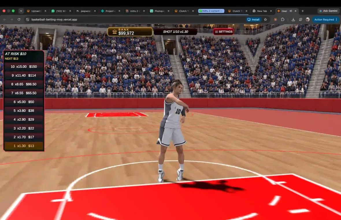 Heat Check free throw showing the shooter release and basket